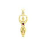 Celtic Infinity Goddess with Birthstone Solid Yellow Gold Pendant GPD5959 - Jewelry
