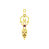 Celtic Infinity Goddess with Birthstone Solid Yellow Gold Pendant GPD5959