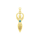 Celtic Infinity Goddess with Birthstone Solid Yellow Gold Pendant GPD5959