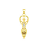 Celtic Infinity Goddess with Birthstone Solid Yellow Gold Pendant GPD5959 - Jewelry