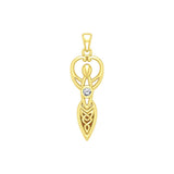 Celtic Infinity Goddess with Birthstone Solid Yellow Gold Pendant GPD5959