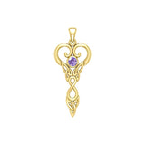 Celtic Infinity Goddess with Birthstone Solid Yellow Gold Pendant GPD5960 - Jewelry
