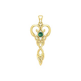 Celtic Infinity Goddess with Birthstone Solid Yellow Gold Pendant GPD5960 - Jewelry