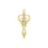 Celtic Infinity Goddess with Birthstone Solid Yellow Gold Pendant GPD5960