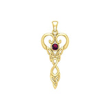 Celtic Infinity Goddess with Birthstone Solid Yellow Gold Pendant GPD5960 - Jewelry