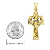 A powerful combination of Celtic elements ~ 14K Solid Gold Jewelry Pendant in Fleur-de-Lis and Celtic Cross GPD5994 - Jewelry