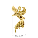 Steampunk Celtic Phoenix Solid Yellow Gold Pendant GPD5999