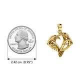 Love of The Mythical Celtic Heart Raven Yellow Gold Jewelry Pendant GPD6025 - Jewelry
