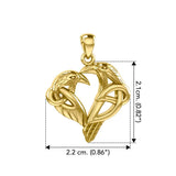Love of The Mythical Celtic Heart Raven Yellow Gold Jewelry Pendant GPD6025 - Jewelry