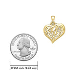 Double Roses in Heart Solid Gold Pendant GPD6047