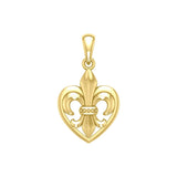 A powerful Yellow Gold Jewelry Pendant Fleur-de-Lis and Heart GPD6067 - Jewelry