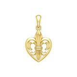 A powerful Yellow Gold Jewelry Pendant Fleur-de-Lis and Heart GPD6067