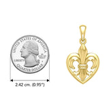 A powerful Yellow Gold Jewelry Pendant Fleur-de-Lis and Heart GPD6067 - Jewelry