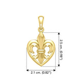 A powerful Yellow Gold Jewelry Pendant Fleur-de-Lis and Heart GPD6067 - Jewelry