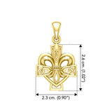 A powerful combination of Celtic elements Yellow Gold Jewelry Pendant in Fleur-de-Lis and Celtic Cross GPD6068 - Jewelry