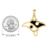 The Manta Ray with Yin Yang Symbol Solid Yellow Gold Pendant GPD6075