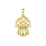 Jellyfish with Celtic Heart Solid Yellow Gold Pendant GPD6078