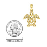 Turtle with Celtic Heart 14 Karat Solid Gold Pendant GPD6081