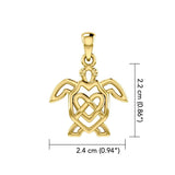 Turtle with Celtic Heart 14 Karat Solid Gold Pendant GPD6081