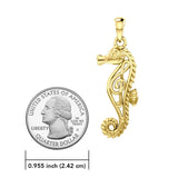 Seahorse with Music Note in the Body 14K Solid Gold Pendant GPD6120 - Jewelry