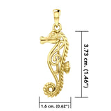 Seahorse with Music Note in the Body 14K Solid Gold Pendant GPD6120 - Jewelry
