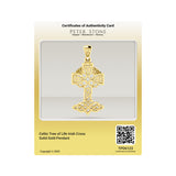 Celtic Tree of Life Irish Cross 14 Karat Solid Gold Pendant GPD6123
