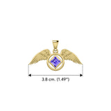The Angel Wing with Facet Gemstone NA Symbol Solid Yellow Gold Pendant GPD6164