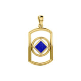 Solid Yellow Gold Rectangle Pendant with Inlay Stone in NA Symbol Shape GPD6165