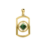 Solid Yellow Gold Rectangle Pendant with Inlay Stone in NA Symbol Shape GPD6165