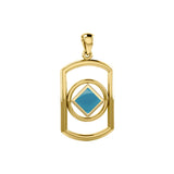 Solid Yellow Gold Rectangle Pendant with Inlay Stone in NA Symbol Shape GPD6165