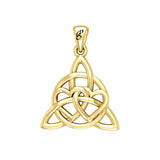 Enchantment Yellow Gold Double Hearts Connected with Magic Celtic Triquetra Pendant - GPD6194 by Peter Stone - Jewelry