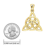 Enchantment Yellow Gold Double Hearts Connected with Magic Celtic Triquetra Pendant - GPD6194 by Peter Stone - Jewelry