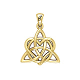 Elegance: Yellow Gold Enchanted Magic Celtic Triquetra Heart Pendant - GPD6195 by Peter Stone - Jewelry