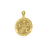 Peace with Faith Symbols Solid Yellow Gold Pendant GPD6360