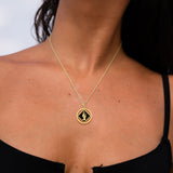 NA Recovery Symbol with Christogram Solid Gold Pendant with Black Enamel GPD6385