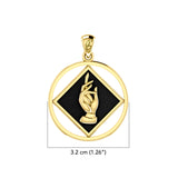 NA Recovery Symbol with Christogram Solid Gold Pendant with Black Enamel GPD6385