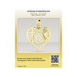 NA Recovery Symbol with Faith and Christogram in Heart Solid Gold Pendant GPD6396