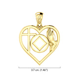 NA Recovery Symbol with Faith and Christogram in Heart Solid Gold Pendant GPD6396