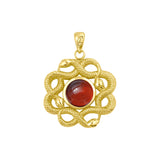 Ouroboros Snake with Celtic Knot Solid Gold Pendant with Gem GPD6410