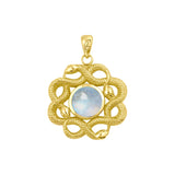 Ouroboros Snake with Celtic Knot Solid Gold Pendant with Gem GPD6410