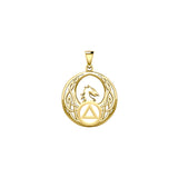Celtic Phoenix with AA Recovery Symbol Solid Gold Pendant GPD6431