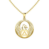 Celtic Phoenix Pendant With AA Recovery Symbol In 14K Solid Gold Jewelry GPD6431 Statement Piece For Renewal
