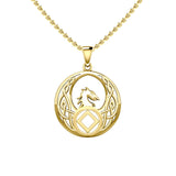 Celtic Phoenix With NA Recovery Symbol Solid Gold Pendant 14K Gold For Recovery Journey GPD6432