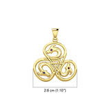 Dragon with Triskele Solid Gold Pendant with Gemstone GPD6439