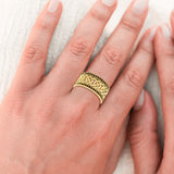 Celtic Knot Gemstone Solid Yellow Gold Ring GRI1435