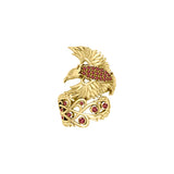 Honor The Flying Phoenix Solid Yellow Gold Jewelry Ring with Gemstone GRI1744