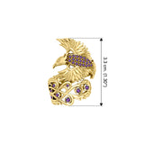 Honor The Flying Phoenix Solid Yellow Gold Jewelry Ring with Gemstone GRI1744