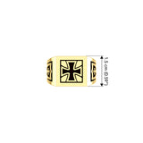 The Cross Solid Yellow Gold Signet Men Ring with Enamel GRI1976