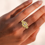Manipura Solar Plexus Chakra with Celtic Designs Solid Yellow Gold Ring GRI2338