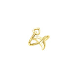 Whale Tail with Heart Solid Yellow Gold Wrap Ring GRI2342